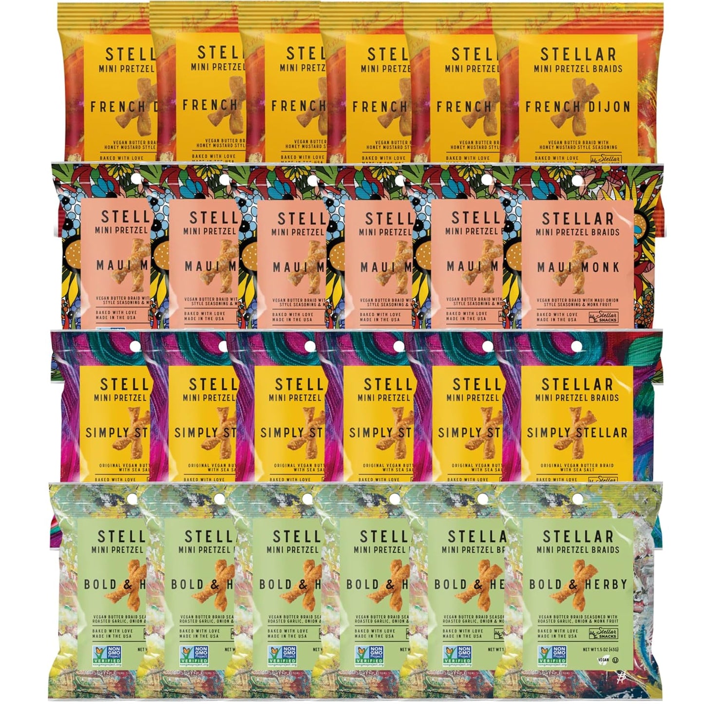 Stellar-Snacks-Mini-Pretzel-Braids,-4-Flavor-Variety-Pack,-1.5-Oz--24-Packs-(6-x-109
