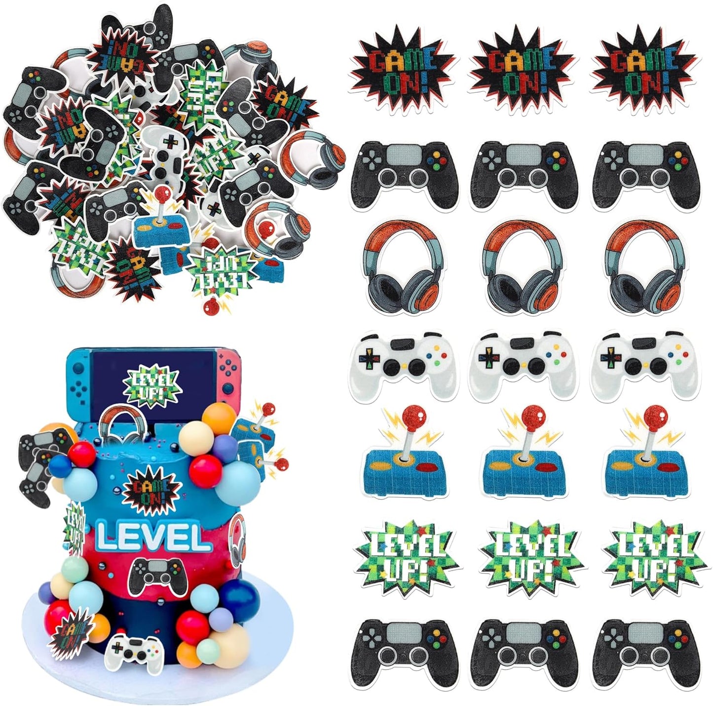 60-PCS-Edible-Video-Game-Cupcake-Toppers-GamePad-Cake-Decorations-Edible-Game-Controllers-Picks-814