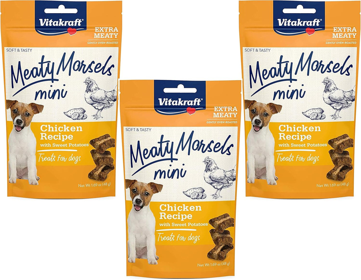 Vitakraft-3-Pack-of-Chicken-Mini-Meaty-Morsels-Dog-Treats,-1.69-Each,-777