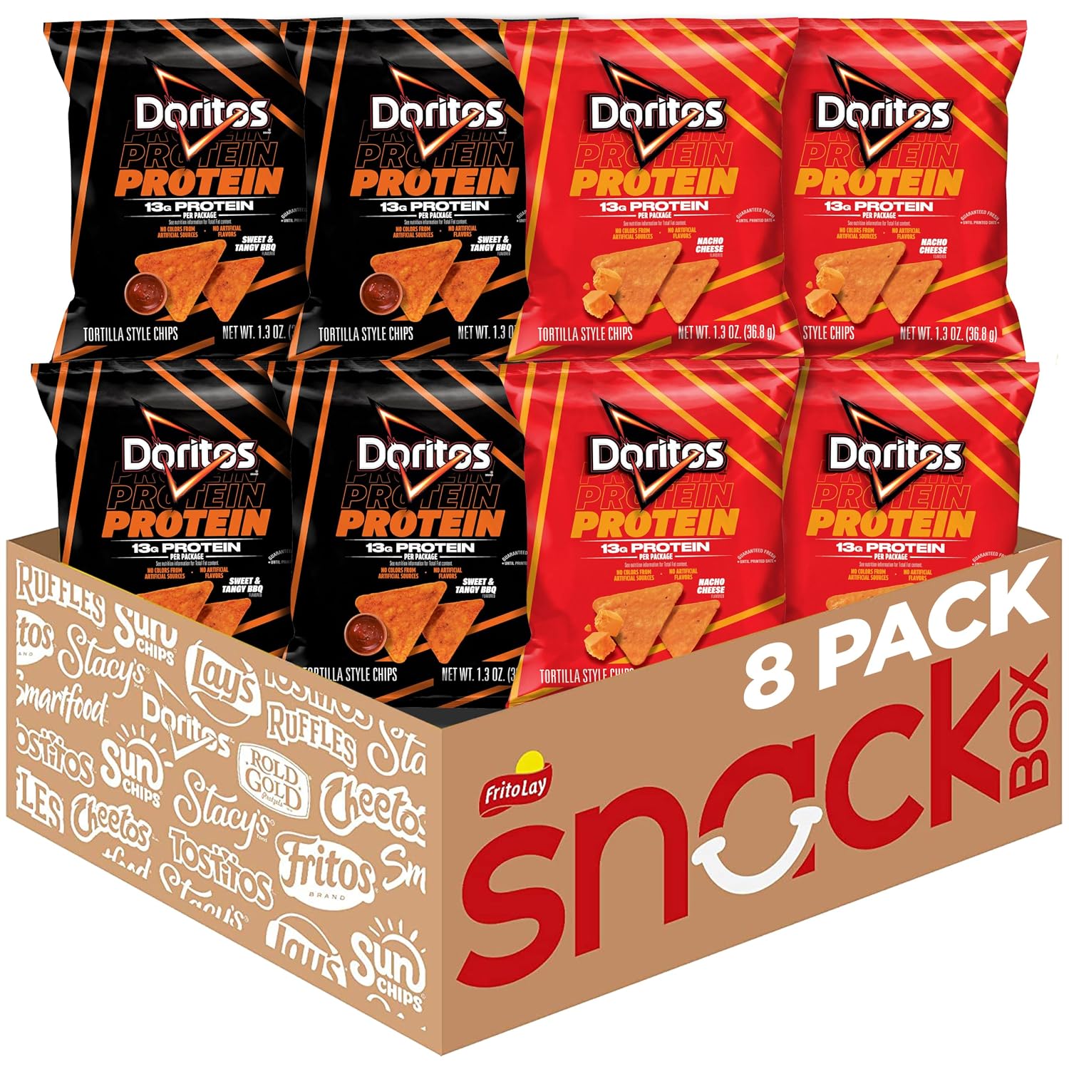 Doritos-Protein-Tortilla-Chips,-2-Flavor-Variety-Pack,-1.3-oz-Bags--(8-Pack)-|-Protein,-765