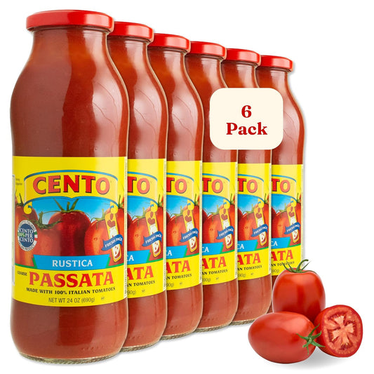 Cento-Rustica-Passata,-1-Italian-Crushed-Tomatoes,-24-oz-(Pack-of-6)-902