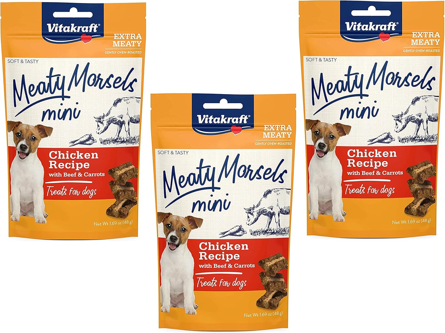 Vitakraft-3-Pack-of-Chicken-Mini-Meaty-Morsels-Dog-Treats,-1.69-Each,-827