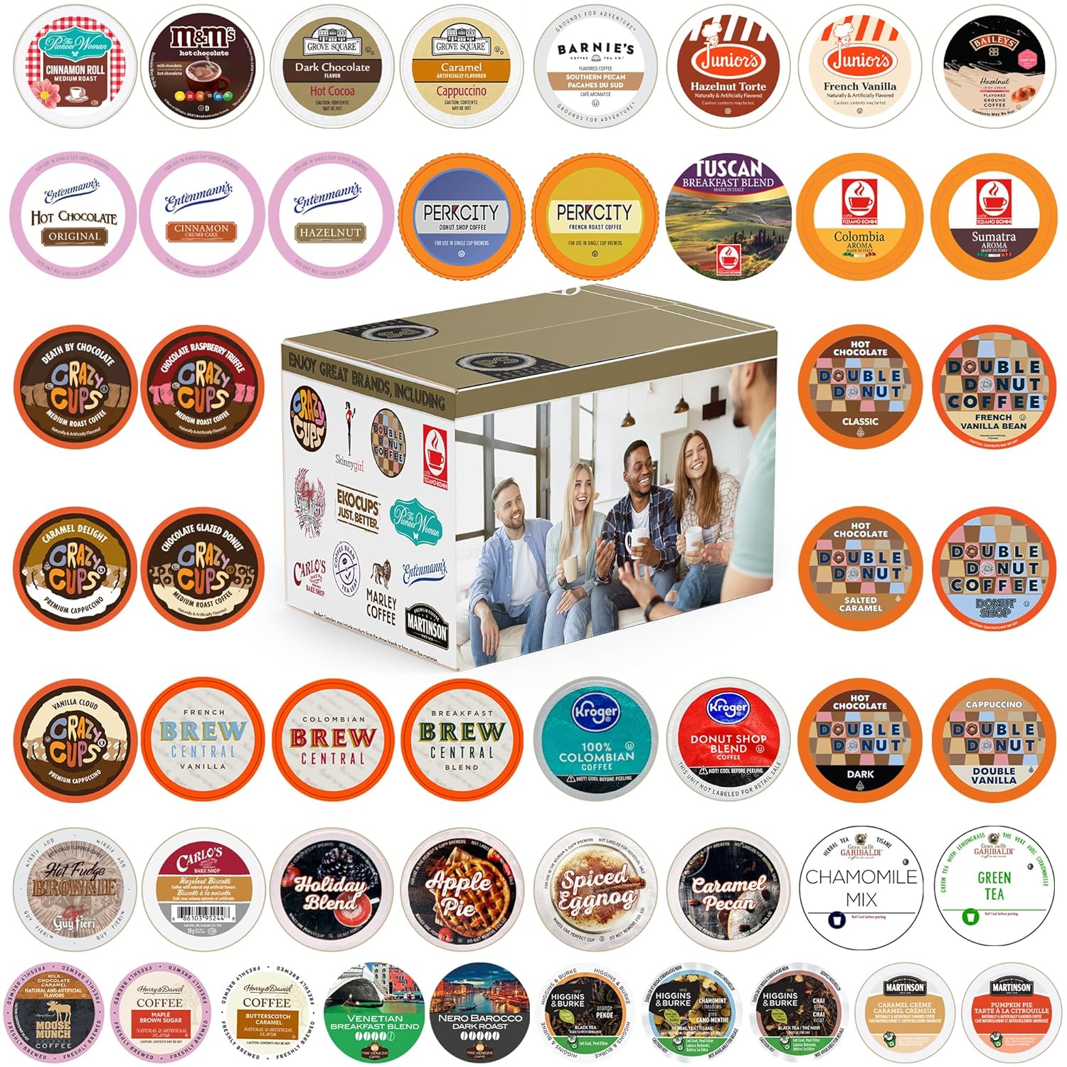 Perfect-Samplers-Tea-Pods,-Cider,-Hot-Chocolate,-Cappuccino-&-Coffee-Pods-Variety-Pack,-229