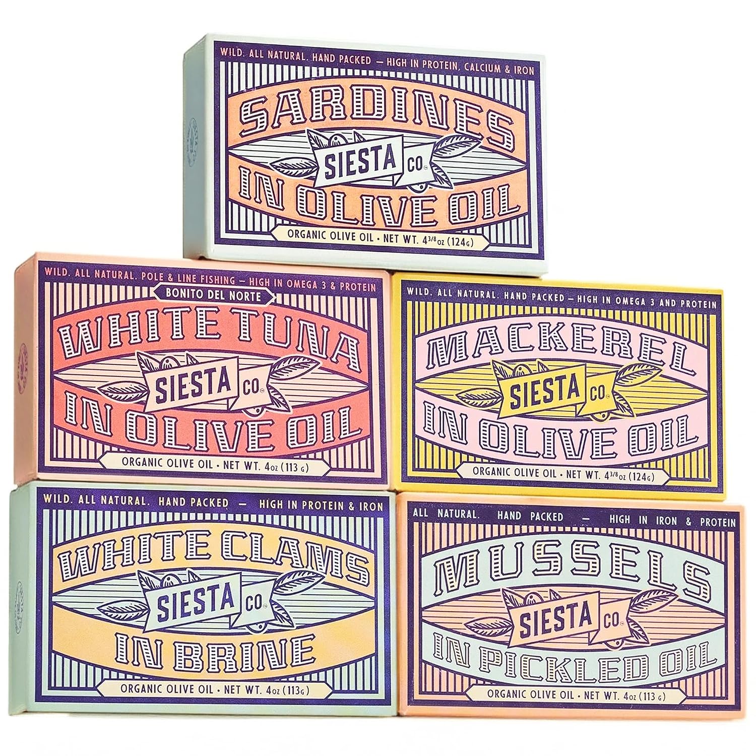 Siesta-Co.-Spanish-Tinned-Seafood-Variety-Pack-–-5-Gourmet-Cans-of-Sardines,-422