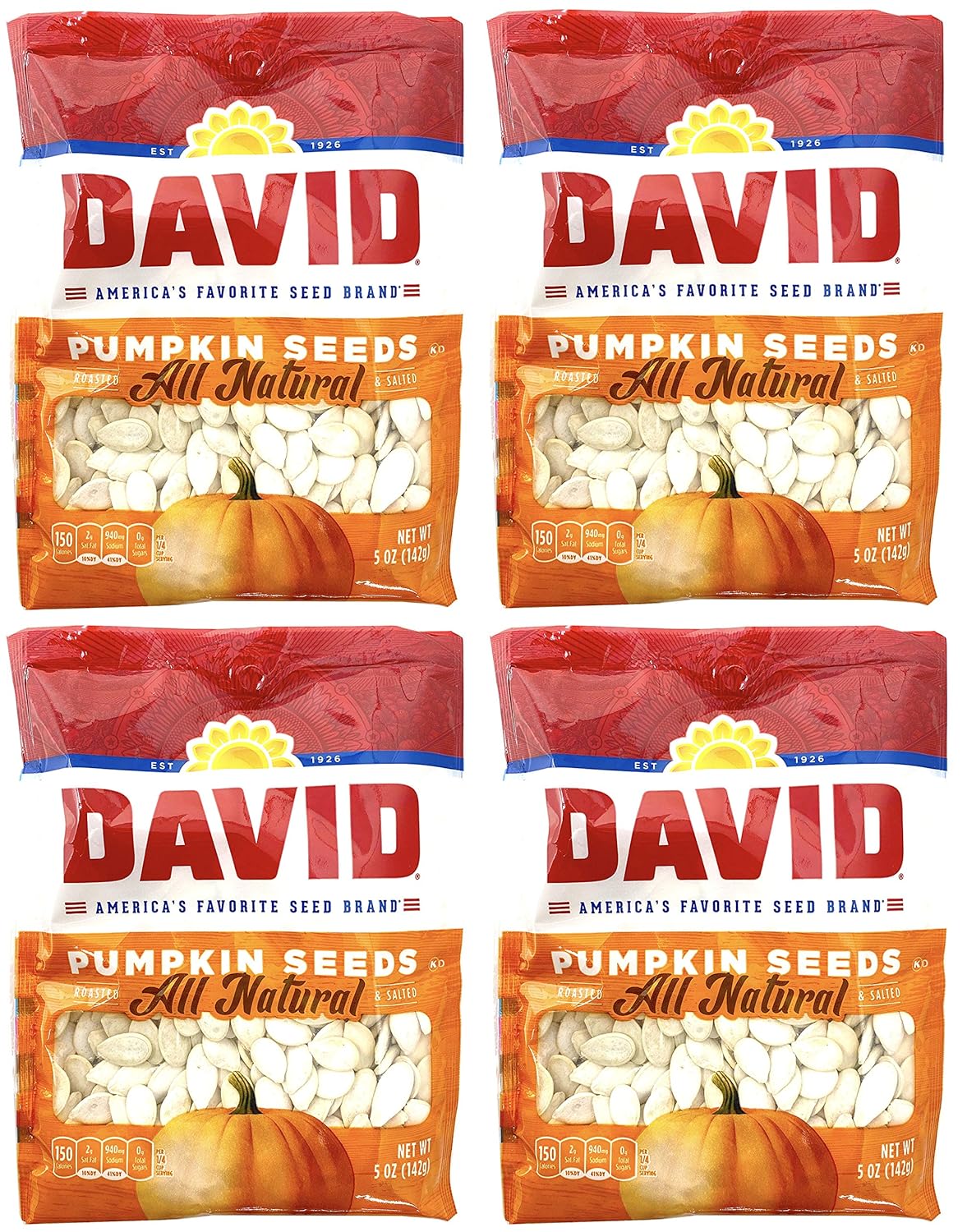 David-Seeds,-Pumpkin-Seeds,-5-Ounce-Bags-(Pack-of-4)--------1016