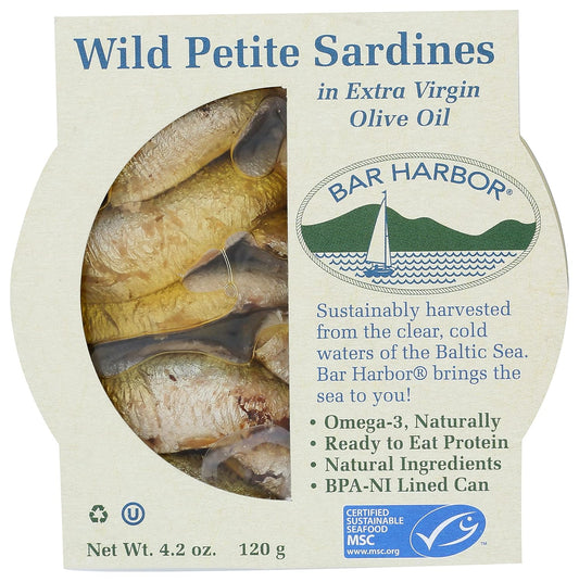 Bar Harbor Sardines Wild Petite Evoo, 4.2 Oz 12 Piezas