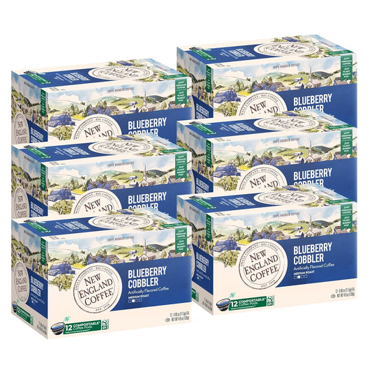 New-England-Coffee-Blueberry-Cobbler-Medium-Roast-Single-Serve-Pods,-12ct-Box-(Pack-1802