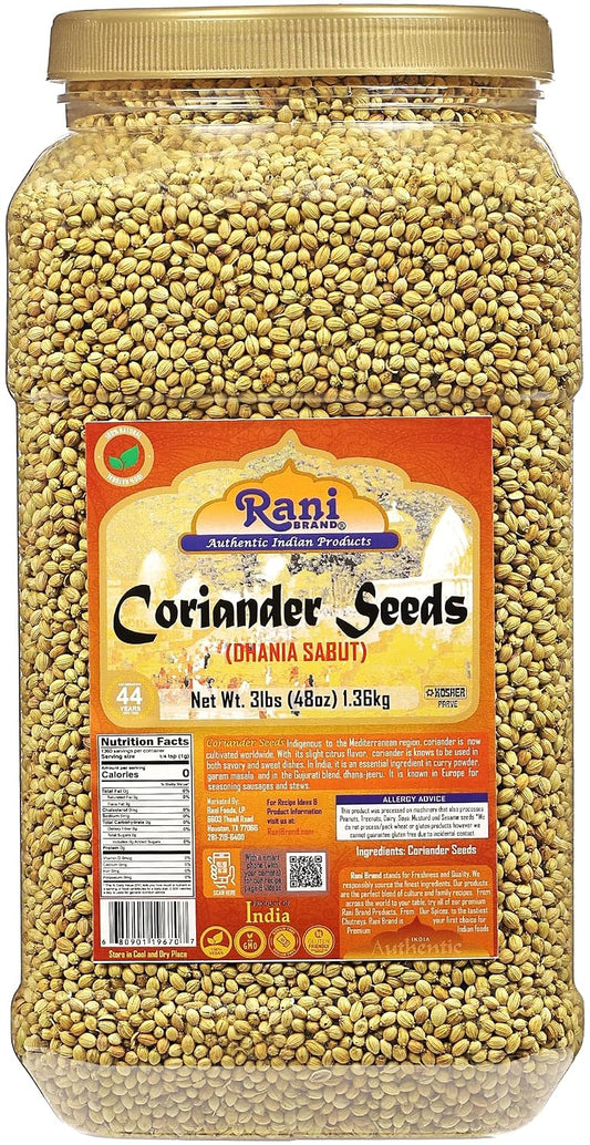 Rani-Coriander-(Dhania)-Seeds-Whole,-Indian-Spice-48oz-(3lbs)-1.36kg-Bulk-PET-342