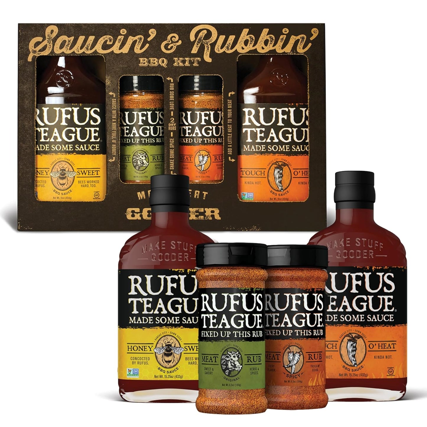 Rufus-Teague-BBQ-Sauce-and-Rub-Cooking-Gift,-Saucin'-&-Rubbin'-Kit,-335