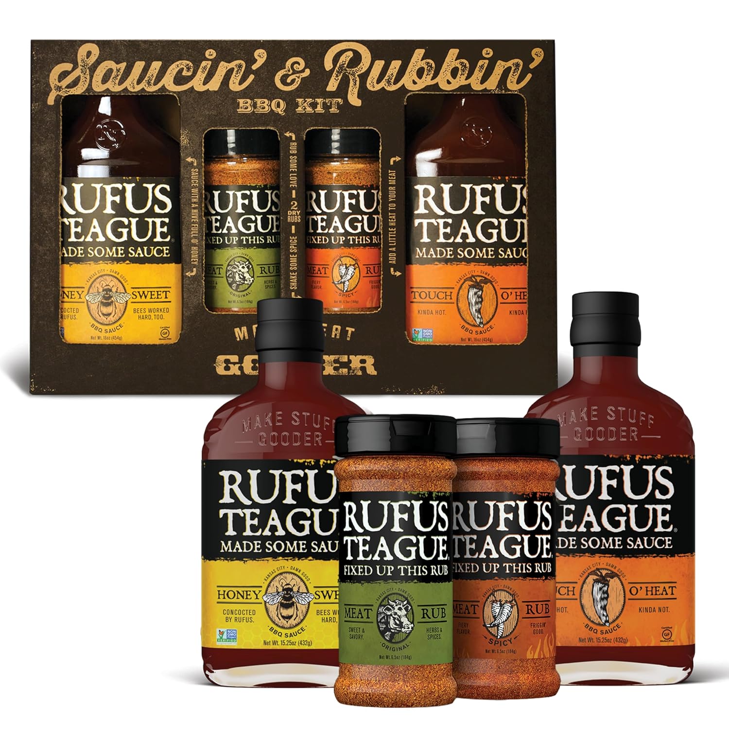 Rufus-Teague-BBQ-Sauce-and-Rub-Cooking-Gift,-Saucin'-&-Rubbin'-Kit,-335