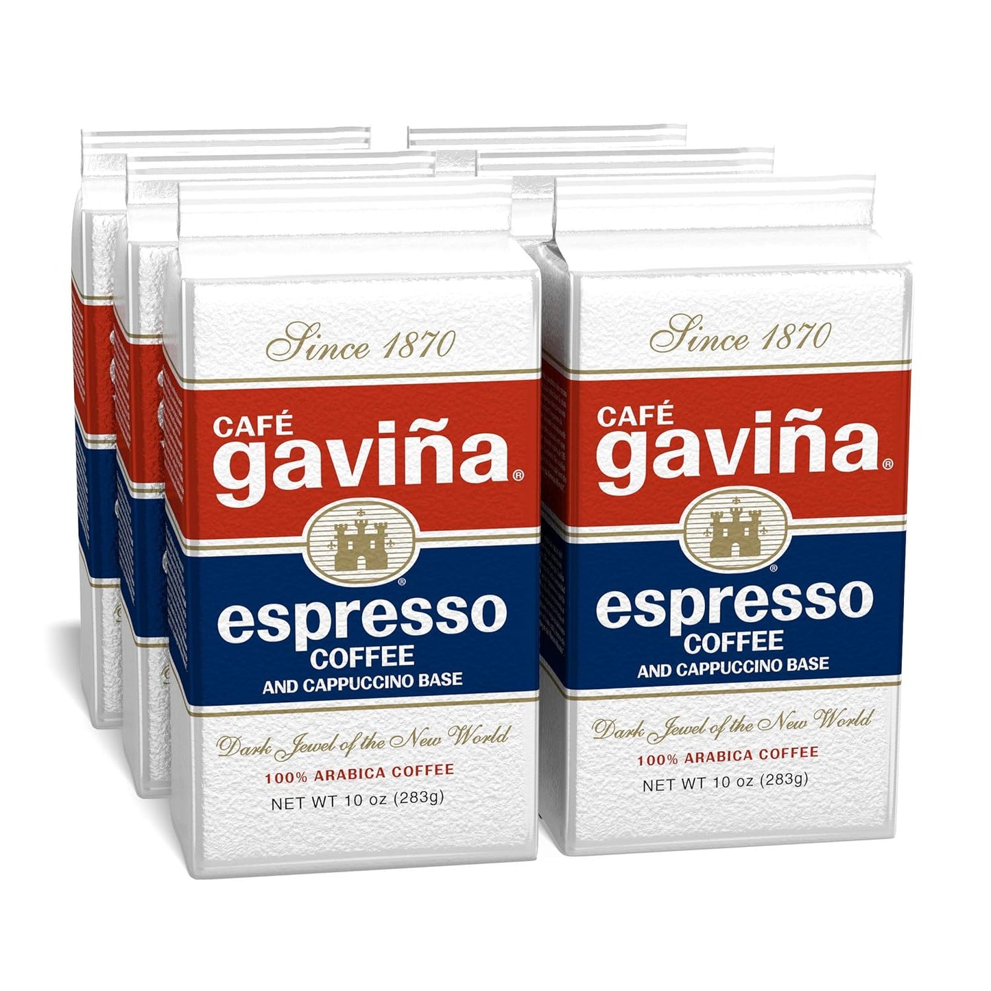 Café-Gaviña-Espresso-Coffee,-Fine-Ground-Dark-Roast,-1-Arabica,-6-x-10-1825
