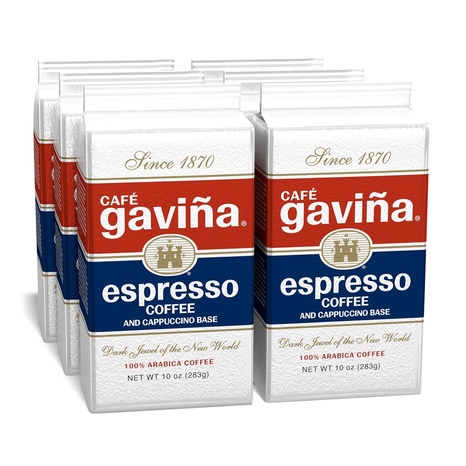Café-Gaviña-Espresso-Coffee,-Fine-Ground-Dark-Roast,-1-Arabica,-6-x-10-1825