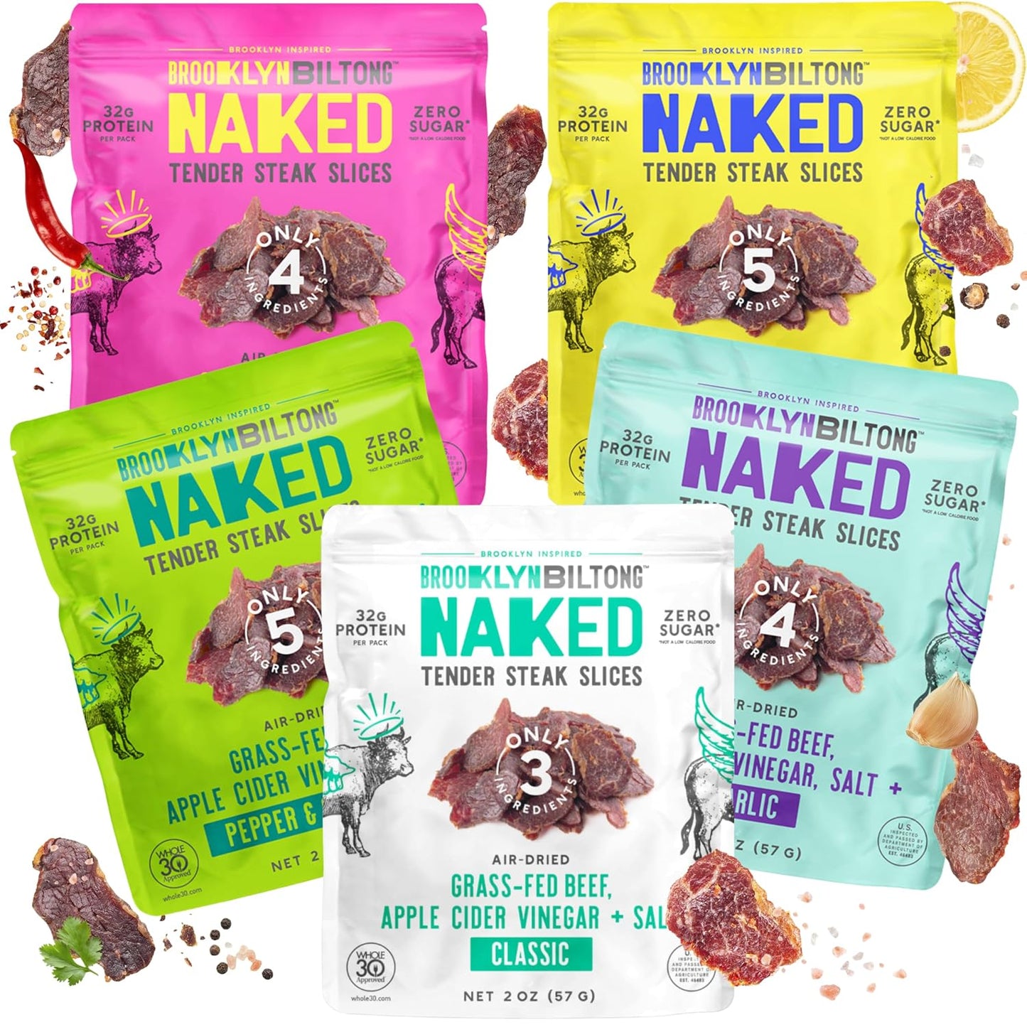 Brooklyn-Biltong-Grass-Fed-Beef-Jerky-Variety-Pack,-Keto,-2-oz,--Pack-of-5-Air-Dried-345