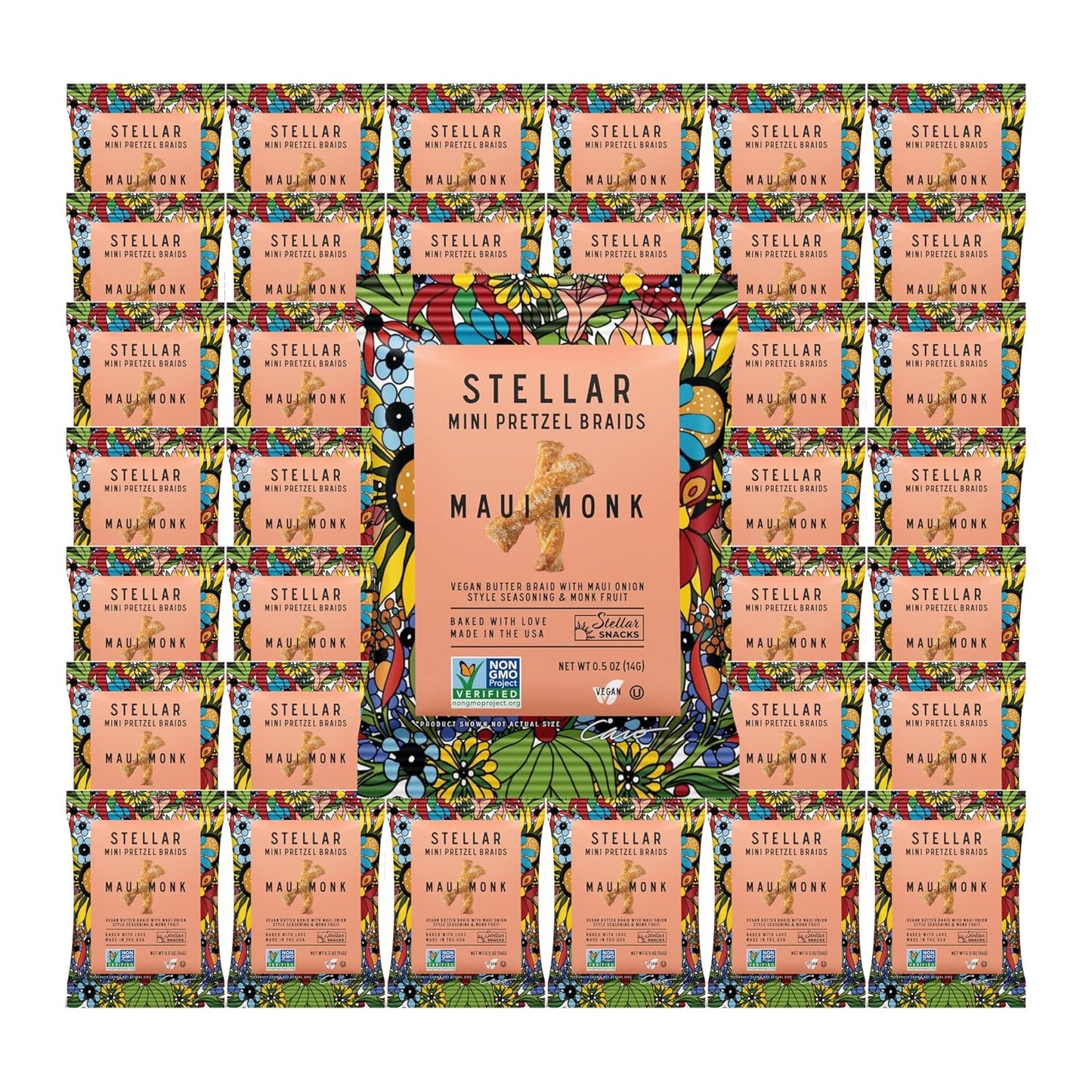 Stellar-Snacks-Mini-Pretzel-Braids,-Mini-Maui-Monk,-0.5-Ounce-(Pack--of-75),-Airline-Mini-552